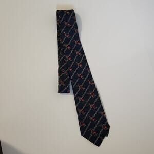 Vintage Paco Rabanne Paris Men's 100% Silk Blue With Red Floral Design Business